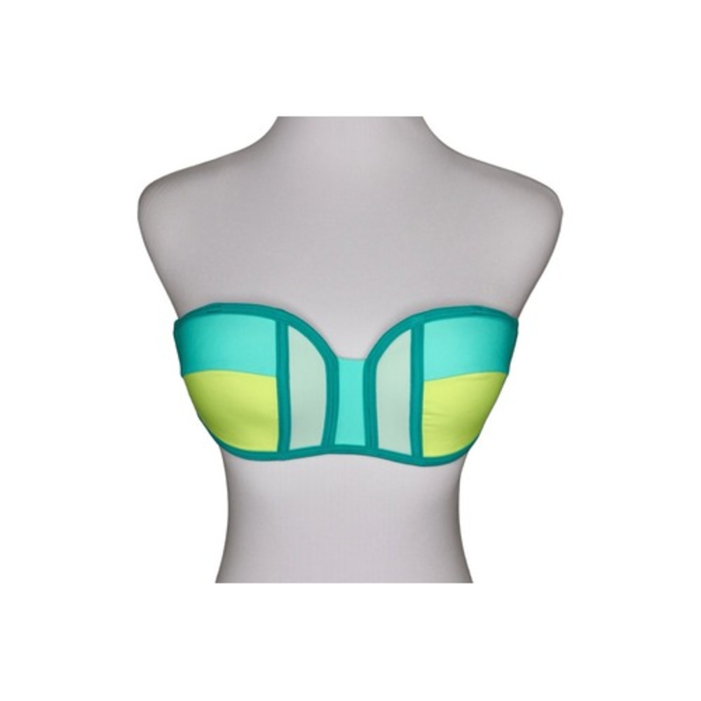 Xhilaration Colorblock Retro Removable Pad Bandeau Swimwear Top SMALL Monochrome